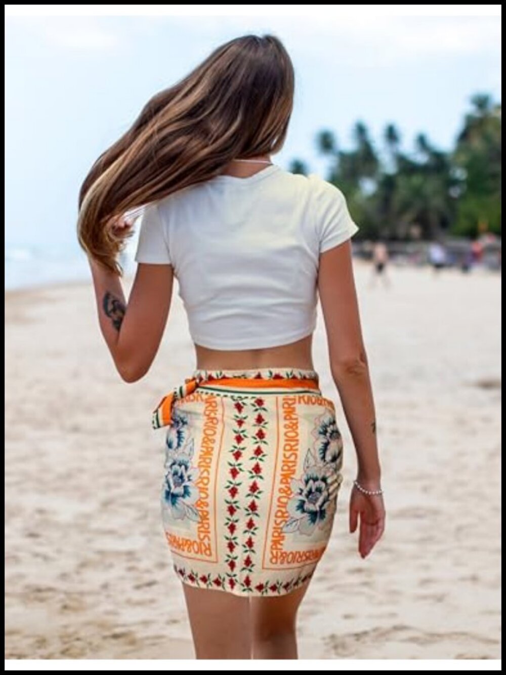 High Waist A-Line Wrap Skirt Floral Boho Beach Vacation Tie Skirt - Picture 4 of 5